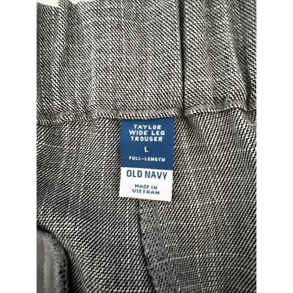 OLD NAVY Trousers Large High Waisted Taylor Wide Leg Grey Plaid Full Length Pant - Picture 6 of 11